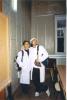 Joy wearing Lab Coat